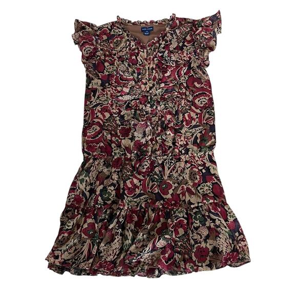 Ralph Lauren Girls Size 16 0 2 Drop Waist Ruffle Flutter Sleeves Floral Dress - Picture 1 of 6